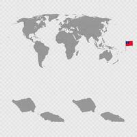 Samoa Map Set with World Location. vector