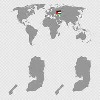 Palestine Map Set with World Location. vector