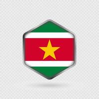 Suriname Flag Icon in Hexagon Shape. vector