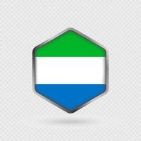 Sierra Leone Flag Icon in Hexagon Shape. vector
