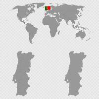 Portugal Map Set with World Location. vector