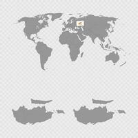 Republic of Cyprus Map Set with World Location. vector