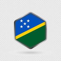 Solomon Islands Flag Icon in Hexagon Shape. vector