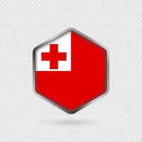 Tonga Flag Icon in Hexagon Shape. vector