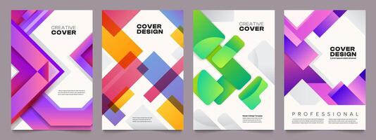 Ribbon book cover. Abstract brochure layout, creative report design with geometric elements, magazine portfolio flyer presentation. poster set vector