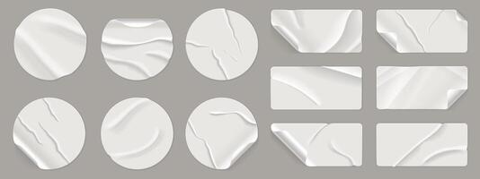 White textured design stickers and labels vector