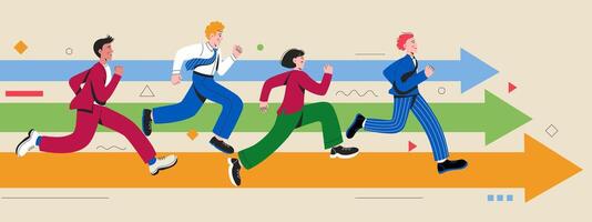 People running in colorful outfits illustration vector