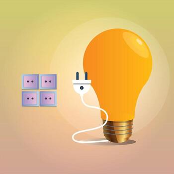 Yellow bulb and socket design for a creative social media template with an abstract background vector