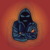 An anonymous hooded person is designed with a dark brown background vector