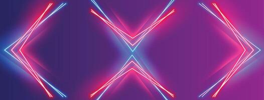 Neon glowing light line design with dark purple gradient background vector