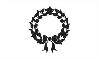 Elegant black wreath with bow design element vector