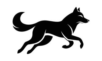 Black silhouette of a running wolf design vector