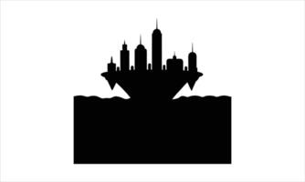 Futuristic city silhouette floating on water vector