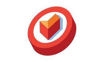 Red circle isometric 3d arrow target graphic vector