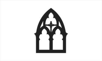 Gothic arch window design church architecture element vector