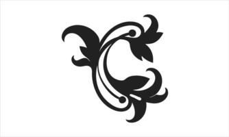 Elegant black floral letter c design element vector