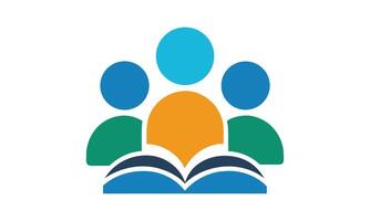Diverse group studying together open book education vector