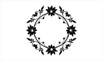 Elegant black floral circle frame design element vector