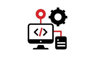Software development coding computer system gear vector