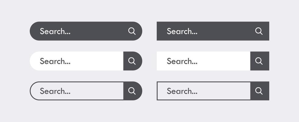 Search Bar Button Icons Set. Web Browser UI Illustration