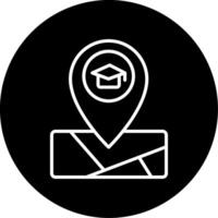 School Campus Geo Marker Line Circle Inverted vector