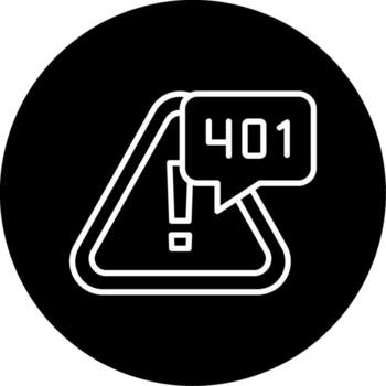 Error 401 Unauthorized Access Line Circle Inverted vector