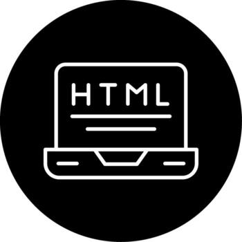 HTML Markup File Icon Line Circle Inverted vector