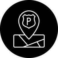 Police Station Geo Locator Line Circle Inverted vector