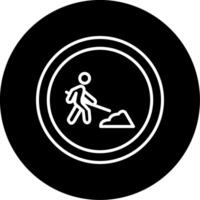 Construction Work Ahead Board Line Circle Inverted vector