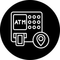 ATM Cash Machine Locator Line Circle Inverted vector