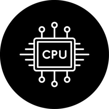 multinúcleo juego de azar UPC procesador línea circulo invertido vector