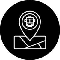 Train Station Geo Icon Line Circle Inverted vector