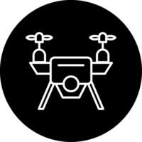 Quad Drone with Camera Line Circle Inverted vector