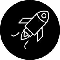 Space Rocket Launch Line Circle Inverted vector