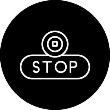 Stop Playback Button Line Circle Inverted vector