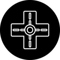 Four Way Road Intersection Line Circle Inverted vector