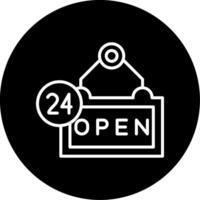Always Open Store Sign Line Circle Inverted vector