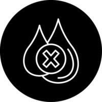 A black and white icon of a drop of water with an x vector