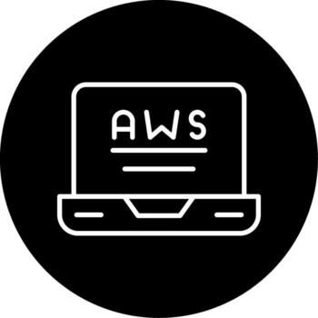 AWS Cloud Computing Icon Line Circle Inverted vector