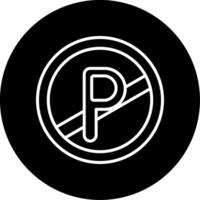 No Parking Zone Notice Line Circle Inverted vector