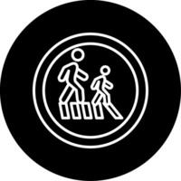 Caution School Zone Sign Line Circle Inverted vector
