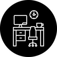 Efficient Home Workspace Setup Line Circle Inverted vector