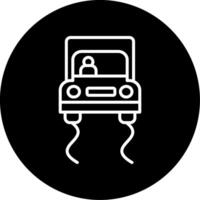 Road Slippery When Wet Sign Line Circle Inverted vector