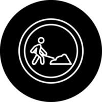 Upcoming Construction Zone Sign Line Circle Inverted vector