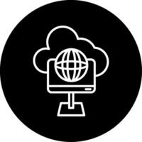 Remote Desktop Access Service Line Circle Inverted vector