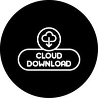 Cloud Download Icon Button Line Circle Inverted vector
