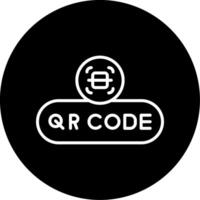 Scan QR Code Button Line Circle Inverted vector