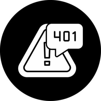 Error 401 Unauthorized Access Glyph Circle Inverted vector