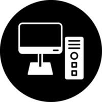 High Performance Desktop Computer Glyph Circle Inverted vector