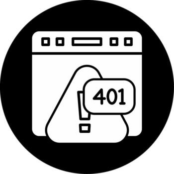 Error 401 Unauthorized Access Attempt Glyph Circle Inverted vector